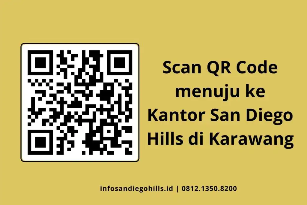 Qr Code Untuk Petunjuk Arah Ke Kantor San Diego Hills Di Karawang, Memudahkan Navigasi Ke Lokasi Yang Terletak Di Exit Tol Karawang Barat.